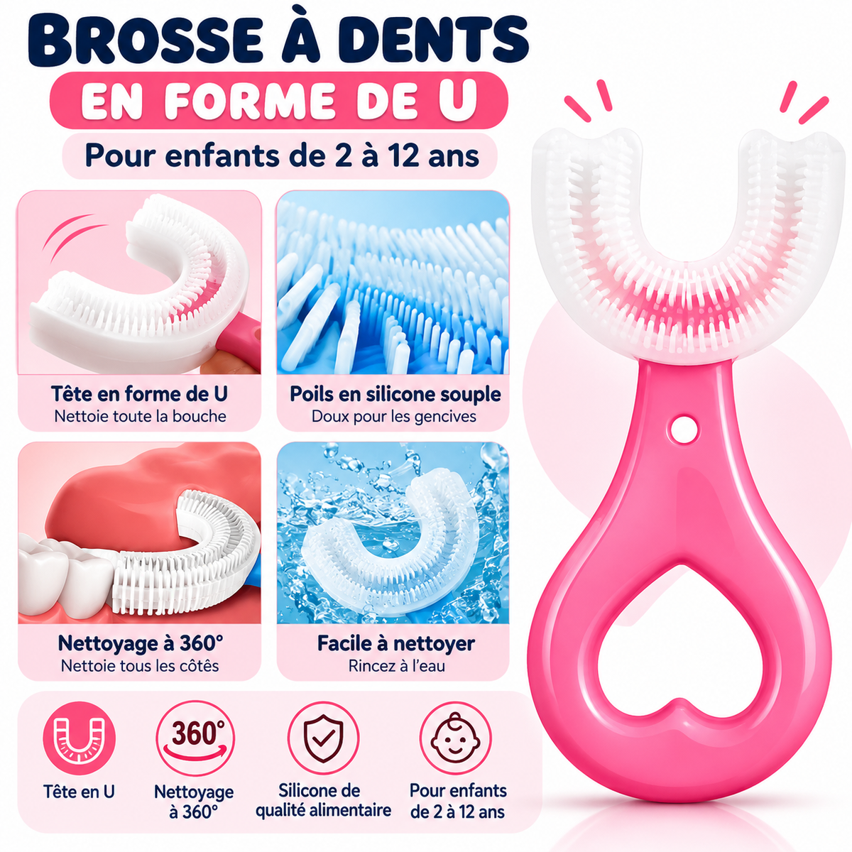 Kit Sourire Enfant-Brosse U 360° + Dentifrice Mousse